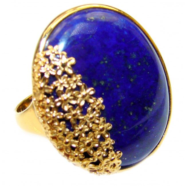 Natural Lapis Lazuli 14K Gold over .925 Sterling Silver handcrafted ring size 9