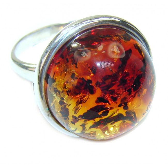 Genuine Baltic Amber .925 Sterling Silver handmade Ring size 8 1/4