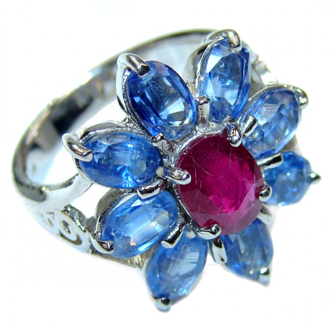 A MAGICAL INSPIRATION Authentic African Kyanite Ruby .925 Sterling Silver handmade Ring s. 7