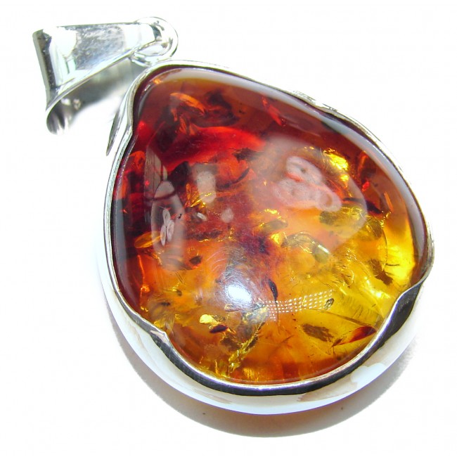 Incredible quality Natural Baltic Amber .925 Sterling Silver handmade Pendant