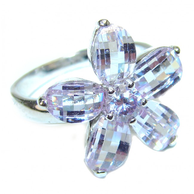 Lilac Cubic Zirconia .925 Sterling Silver handmade Ring s. 6 3/4