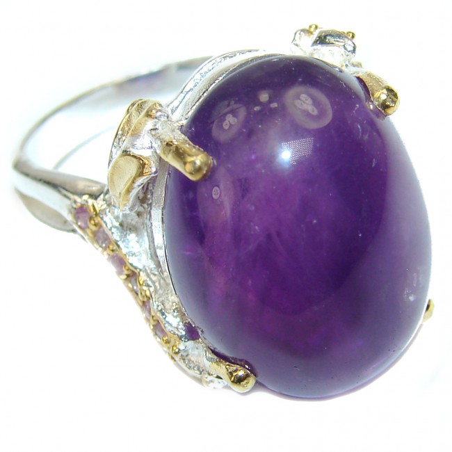 Authentic Oval cut 38.5 ctw Amethyst .925 Sterling Silver brilliantly handcrafted ring s. 8 3/4