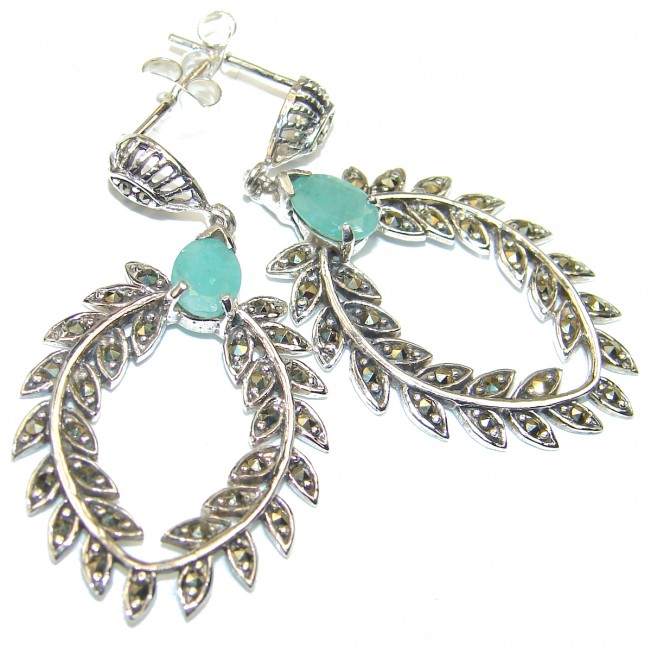 Luxury Emerald .925 Sterling Silver handmade earrings