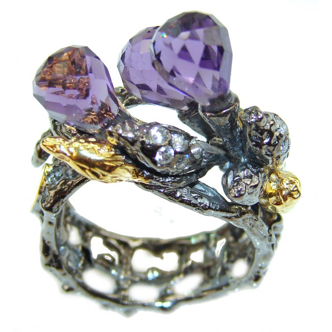Purple Storm Amethyst .925 Sterling Silver handmade Cocktail Ring s. 6