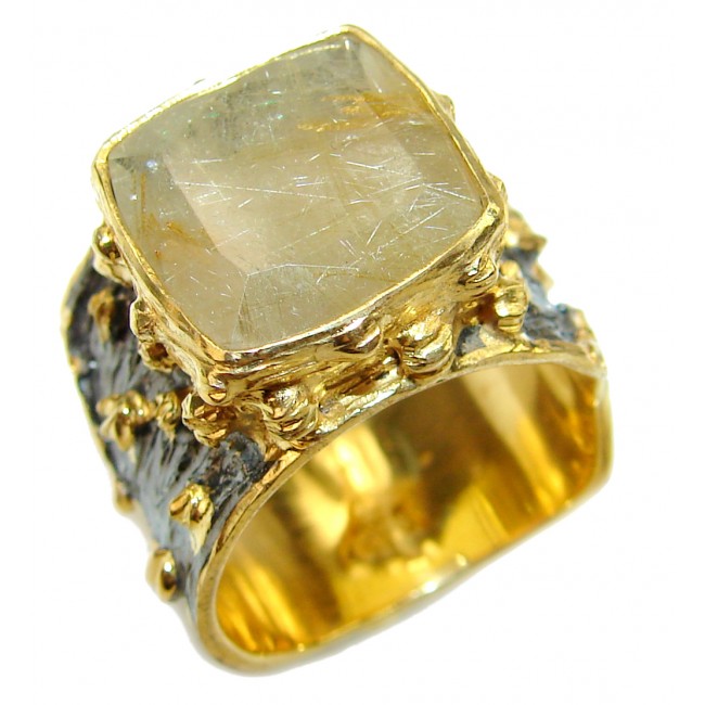 Rutilated Quartz .925 Sterling Silver handcrafted Ring s. 7