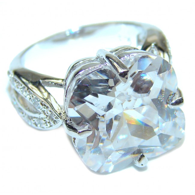 Classy princess cut White Topaz .925 Sterling Silver handmade ring size 6