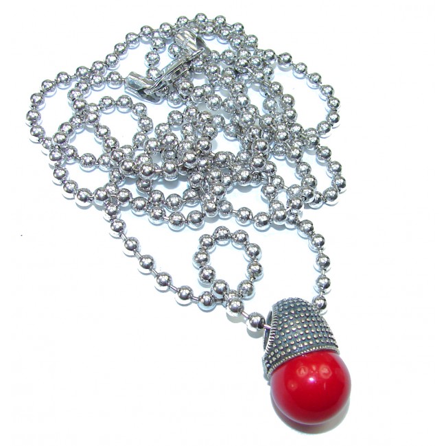 Great quality Coral .925 Sterling Silver handcrafted 36 inches Necklace