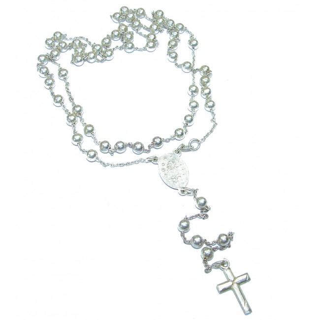 Rosary .925 Sterling Silver handmade necklace