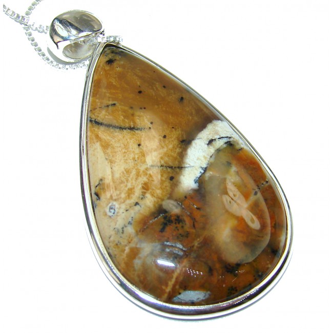 Chunky Handcrafted AAA Picture Jasper Sterling Silver Necklace