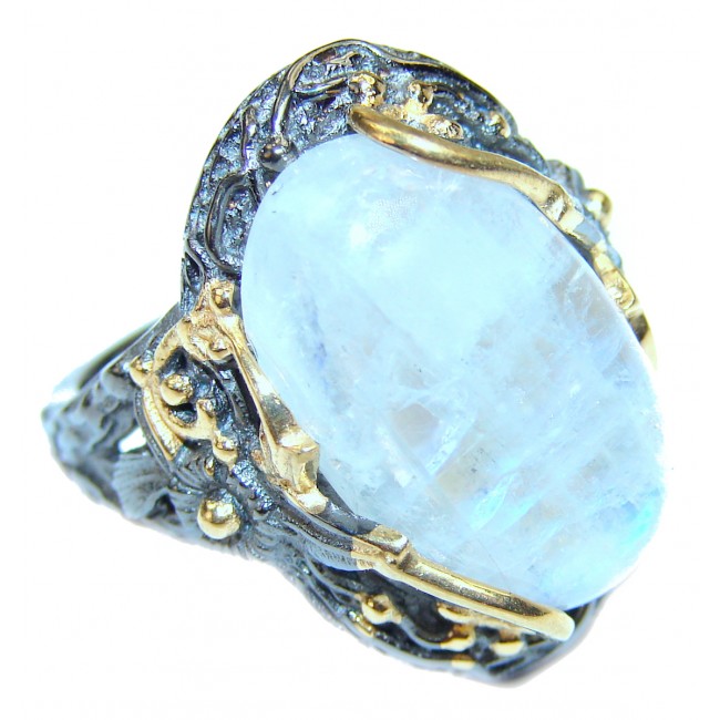 Fire Moonstone .925 Sterling Silver handmade ring s. 8 1/4