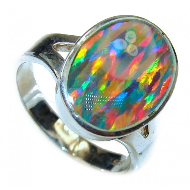 Australian Doublet Opal .925 Sterling Silver handcrafted ring size 6