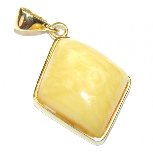 Incredible quality Natural Baltic Amber 14K Gold over .925 Sterling Silver handmade Pendant