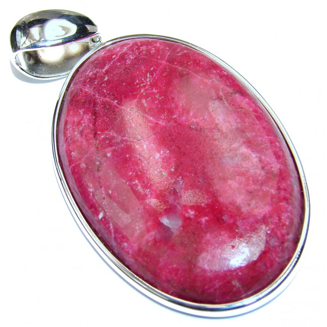 Huge authentic Pink Ruby .925 Sterling Silver handmade Pendant