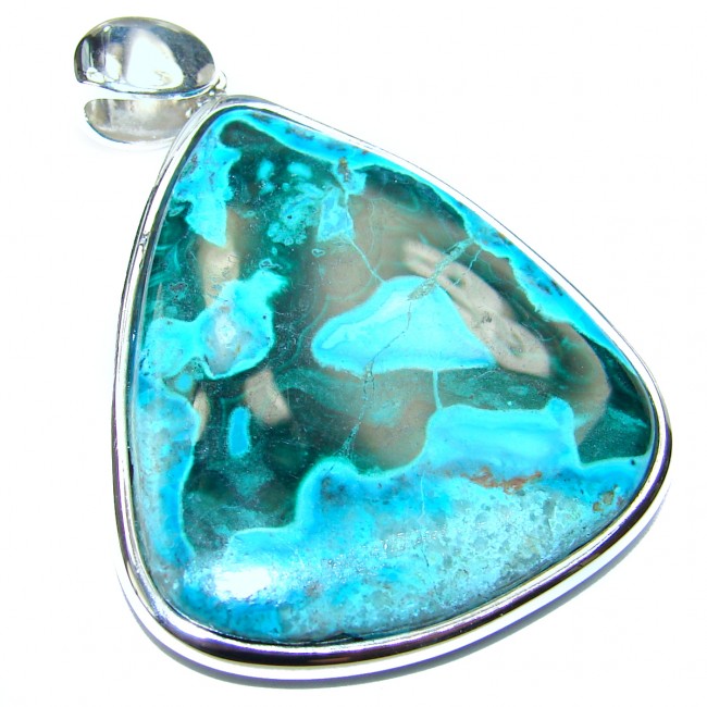 Unique authentic Chrysocolla .925 Sterling Silver handcrafted Pendant