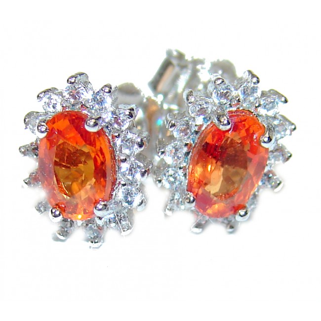 Dazzling natural Orange Sapphire .925 handcrafted earrings