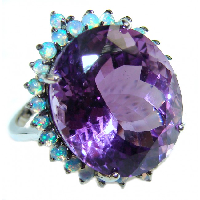 Jumbo Vintage Style Amethyst Ruby .925 Sterling Silver handmade Cocktail Ring s. 7 1/2