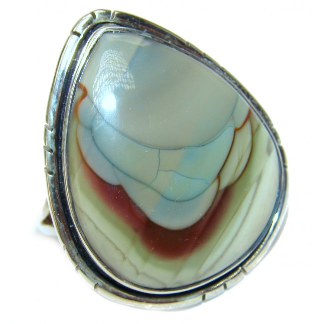 BOHO STYLE Genuine Imperial Jasper .925 Sterling Silver handcrafted LARGE ring s. 8