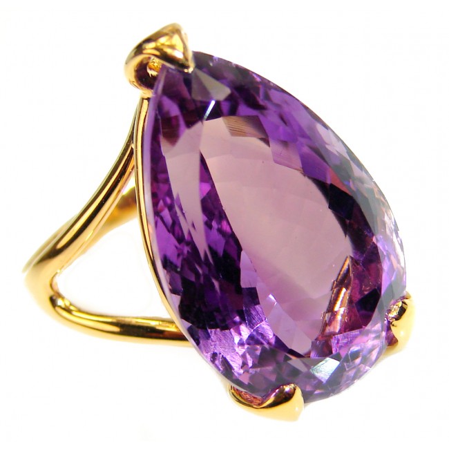Powerful Authentic 65.2ctw Amethyst 18K Gold over .925 Sterling Silver brilliantly handcrafted ring s. 9 3/4