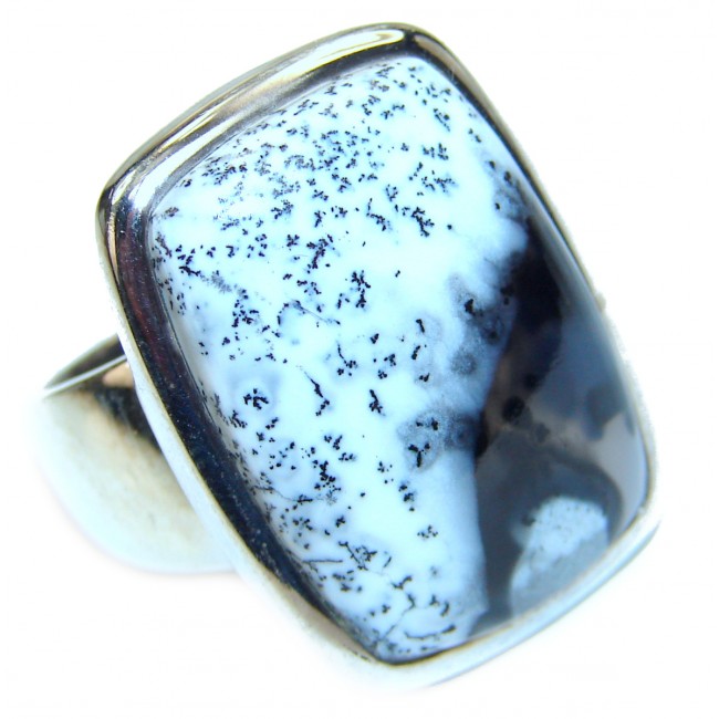 Top Quality Dendritic Agate .925 Sterling Silver handcrafted Ring s. 9 3/4