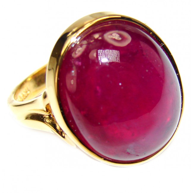 Genuine Ruby 18K Gold over .925 Sterling Silver handmade Cocktail Ring s. 8