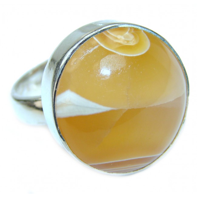 Majestic Authentic Golden Onyx .925 Sterling Silver handmade Ring s. 9 1/2