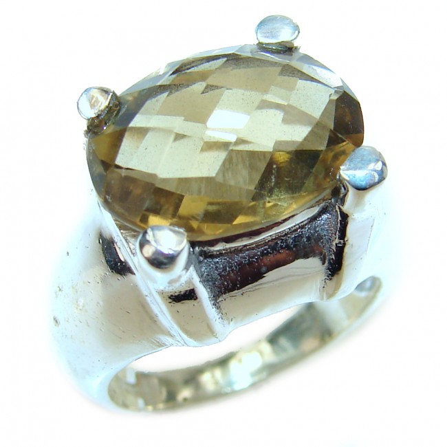 Cocktail Style Natural Citrine .925 Sterling Silver handcrafted Ring s. 6 3/4