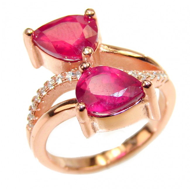 Emily genuine Kashmir Ruby 18K Gold over .925 Sterling Silver handmade ring s. 5 1/2