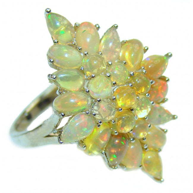 A MAGICAL INSPIRATION Authentic Ethiopian Opal .925 Sterling Silver handmade Ring s. 8 1/4