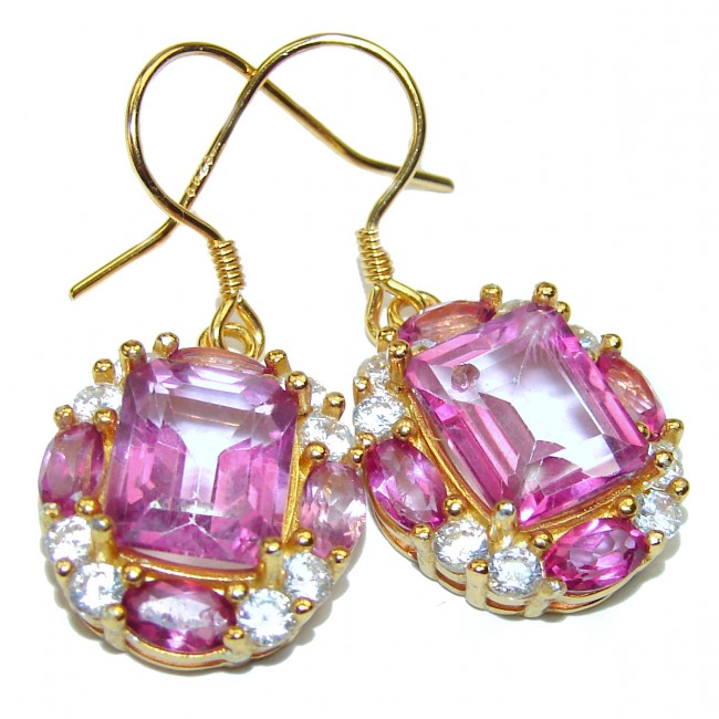 Sublime Pink Amethyst 14K Gold over .925 Sterling Silver handmade earrings