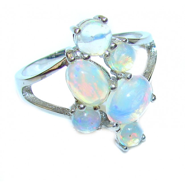 A MAGICAL INSPIRATION Authentic Ethiopian Opal .925 Sterling Silver handmade Ring s. 9