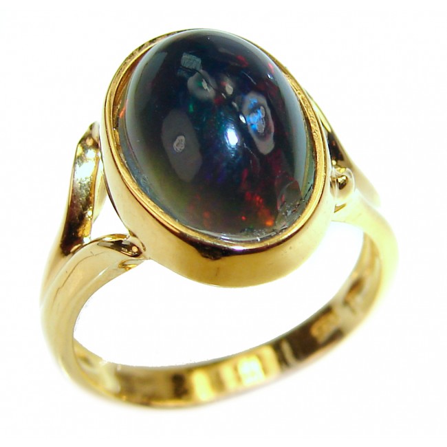 Vintage Design 7.5ctw Genuine Black Opal 14K Gold over .925 Sterling Silver handmade Ring size 6 1/4