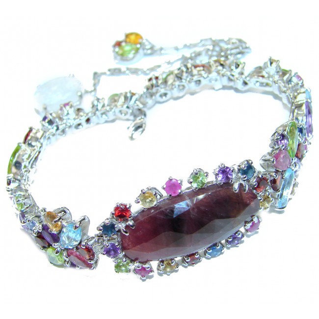Luxury Authentic Ruby .925 Sterling Silver handmade Bracelet