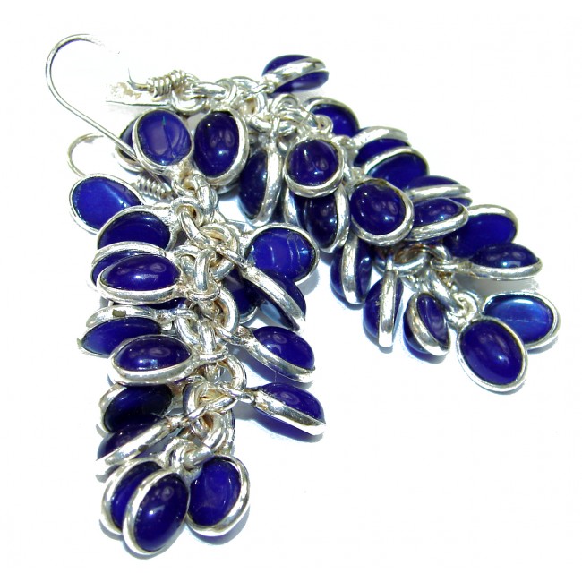 Gorgeous Lapis Lazuli .925 Sterling Silver handcrafted Cha- Cha earrings