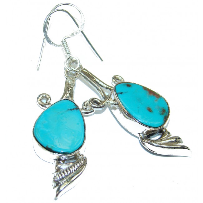 Sleeping Beauty Turquoise .925 Sterling Silver handcrafted Earrings