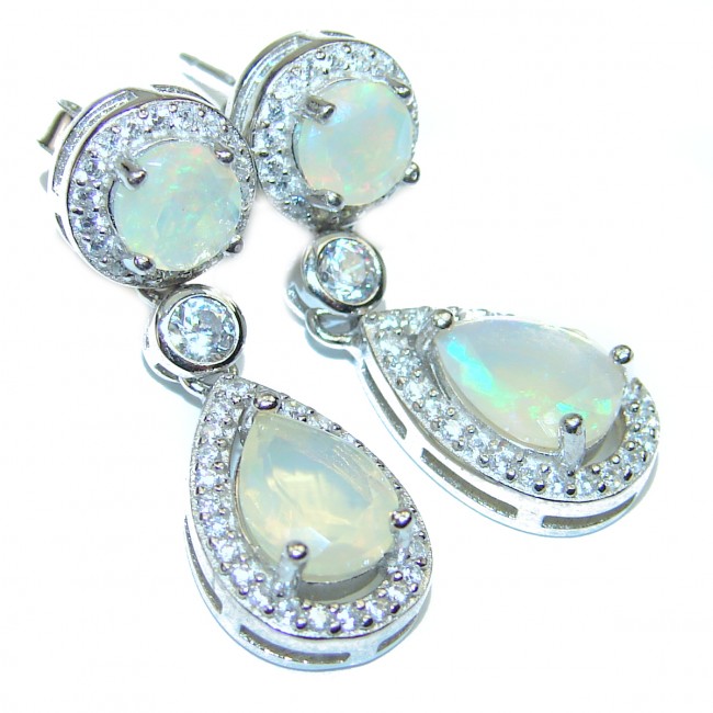 Authentic Ethiopian Fire Opal .925 Sterling Silver handcrafted earrings