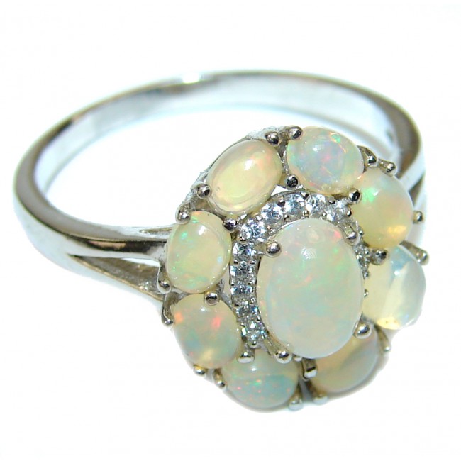 Authentic Ethiopian Opal .925 Sterling Silver handmade Ring s. 9