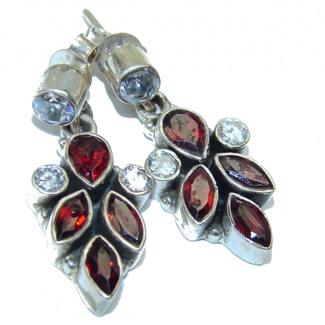Sublime Authentic Garnet .925 Sterling Silver handmade earrings