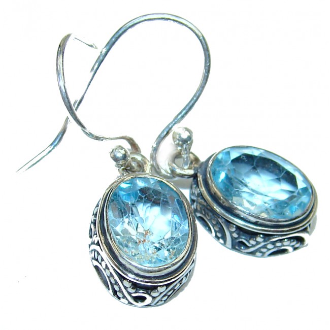 Swiss Blue Topaz .925 Sterling Silver handcrafted earrings