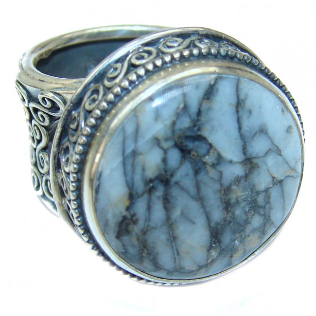 Huge Picasso Jasper .925 Sterling Silver handcrafted ring s. 7