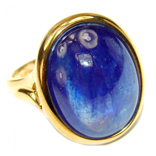 Genuine 46.8ct Sapphire 18K yellow Gold over .925 Sterling Silver handmade Cocktail Ring s. 8