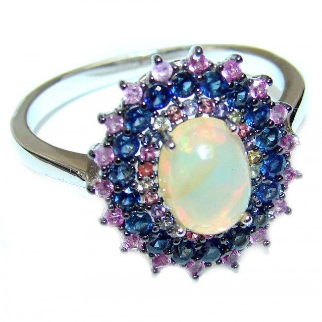 Incredible Ethiopian Opal .925 Sterling Silver handcrafted ring size 8 1/4