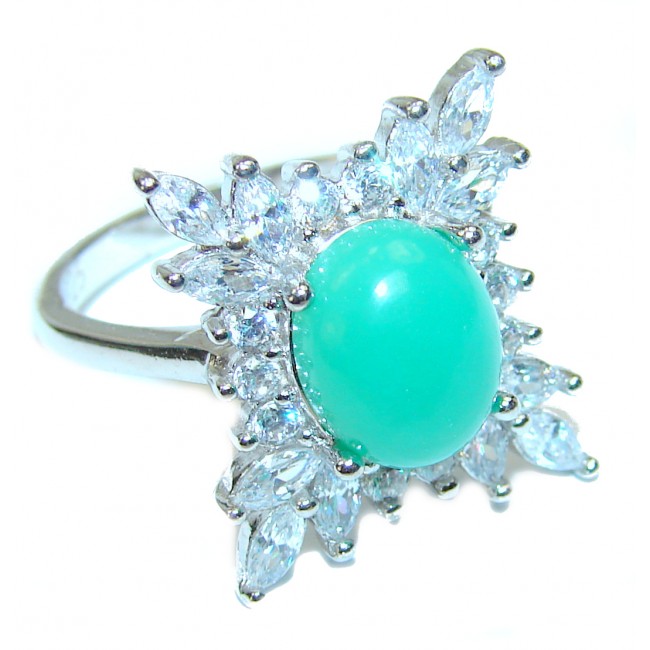 Natural Chrysoprase .925 Sterling Silver handcrafted Ring s. 7 1/4