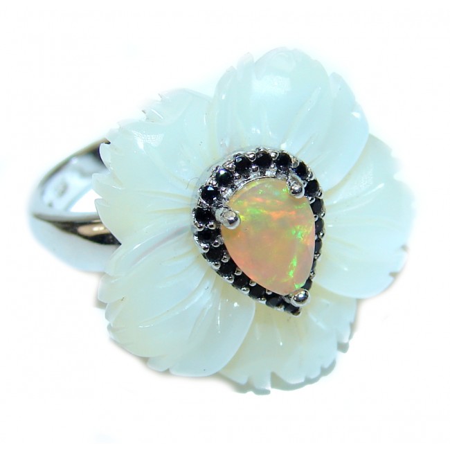 Authentic Ethiopian Opal .925 Sterling Silver handmade Ring s. 5 3/4