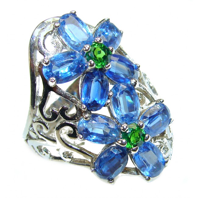 Authentic African Tanzanite Chrome Diopside .925 Sterling Silver handmade Ring s. 8