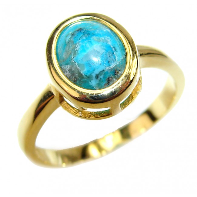 Copper Turquoise 14K Gold over .925 Sterling Silver ring; s. 7 1/4