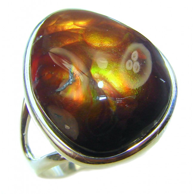 Outstanding Genuine Mexican Fire Agate .925 Sterling Silver handmade ring size 9 1/4