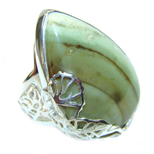 BOHO STYLE Genuine Imperial Jasper .925 Sterling Silver handcrafted ring s. 5 adjustable