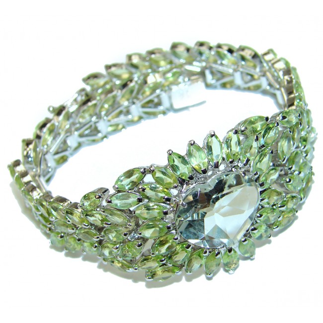 My heart Green Amethyst Peridot .925 Sterling Silver handmade Bracelet