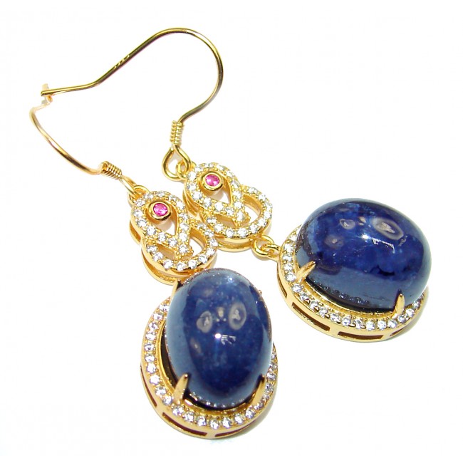 Authentic Sapphire 18K Gold over .925 Sterling Silver handmade earrings