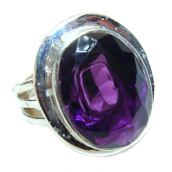 Powerful Authentic 14.2ctw Amethyst .925 Sterling Silver brilliantly handcrafted ring s. 7